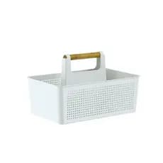 Organizador Flow Multiuso Limpeza Com Alças Bambu Branco