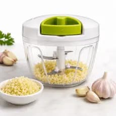 Mini Processador Manual Triturador Alimentos 3 Lâminas Picador de Alho Cebola Temperos Cozinha