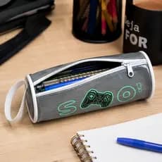 Estojo Escolar Gamer Infantil Porta Lápis PVC com Zíper Cores Sortidas Video Gamer