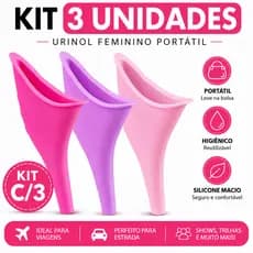 Kit 3 Urinol Feminino Portátil Silicone Reutilizável Funil Urinário Feminino Viagem Camping Show