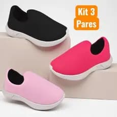 KIT 3 PARES Tênis Infantil Meia Calce Fácil Menina Escolar Menino Escolar UNISSEX Sapato Feminino Sapato Masculino