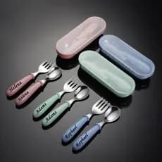 Nome Personalizado Jogo de Talheres Baby Bebé Children Tableware Colher Fork