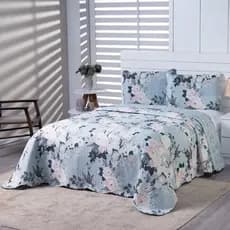 Kit Cobre Leito Colcha Casal 3 Peças Bouti Estampada Dupla Face Porta Travesseiro