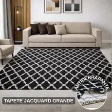 Tapete Jacquard 3,00 m x 2,00 m e 2,00 m x 2,50 m Antiderrapante Geométrico Sala Escritório Quarto