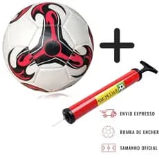 Bola de Futebol + Bomba de Ar Manual Portátil Kit Bola Tamanho 5 Oficial Couro Sintético Campo