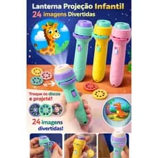 Lanterna Projetora Infantil 24 Imagens Animais para Crianças  Brinquedo Projeção 3 Discos