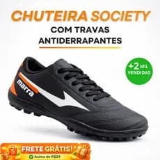 Chuteira Masculina Society Com Travas Confortável Antiderrapante Gramado Sintético 34 ao 45 BRASIL