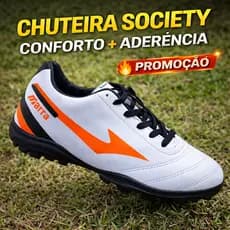 Chuteira Society ou Futsal Adulto Costurada Conforto Extremo Antiderrapante Promoção ENVIO IMEDIATO