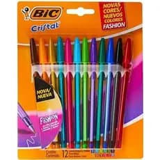 CANETA BIC CRISTAL FASHION COLORIDAS 12 CORES