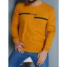 Camiseta manga longa masculino camisa blusa sem capuz basico estampada polo