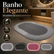 Tapete Oval Banheiro Macio Antiderrapante Alta Absorção Luxo - sortido
