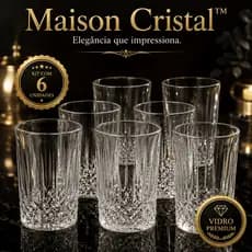 Kit 6 Copos de Vidro Transparente Premium 280ml 290ml Água Suco Refrigerante Mesa Posta Maison Cristal™