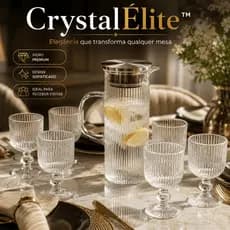 Kit Jarra e Taças de Vidro 1,4L + 6 Taças 260ml para Mesa Posta Receber Visitas