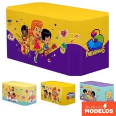 Capa de Mesa 3 Palavrinhas Sublimada Decoração Forro de Mesa Aniversário Infantil Tecido - Licenciado