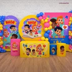Capas E Painel 3 Palavrinhas Decoração Festa Aniversário Infantil Sublimado Em Tecido