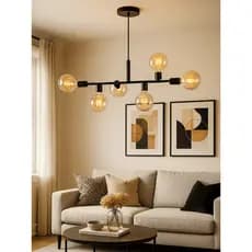 Lustre Para Sala escritorio Moderno Preto 6 Lâmpadas E27 Pendente