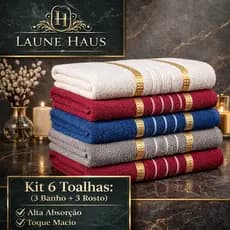 Kit 02 ou 04 Toalhas de Banho Premium Grande 70cm x 135cm 100% Algodão Alta Absorção Laune Haus