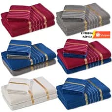 Kit 04 Peças Toalhas 02 Banho 02 Rosto Algodão Luxo 70cm x 135cm  Laune Haus