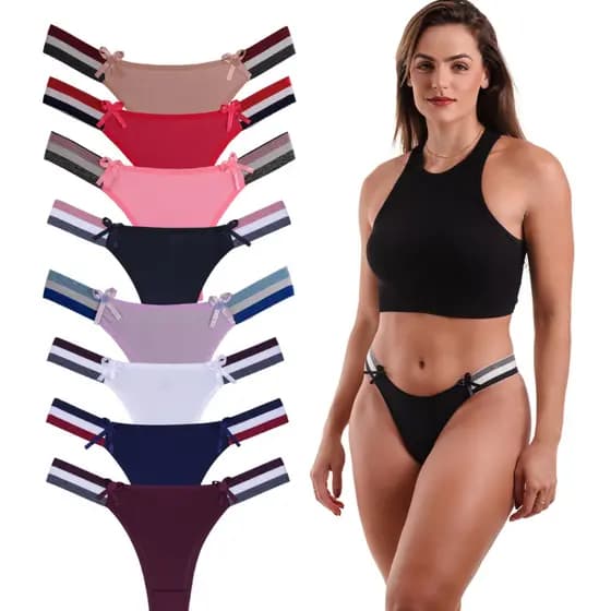 kit Calcinha Feminina Tanga Fio Dental Microfibra Sensual Adulto