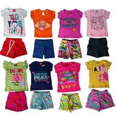 Kit Sortido 8 Peças de Roupas Infantil Menina - 4 Camisetas + 4 Bermudas - Promoção - Kit com 4 Conjuntos de Roupa Infantil Menina - Roupas Bebê..