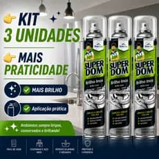 Brilho Inox Spray Limpador de Uso Geral 300ml Super Dom Line Panelas Corrimão Talheres Fogão