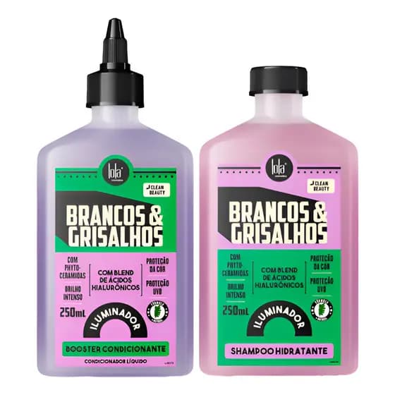 Shampoo Hidratante 250ml e Booster Condicionante 250ml Brancos e Grisalhos - LOLA