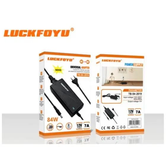 Fonte Adaptador Dc 12V 7A 84W Bivolt 100% Preto