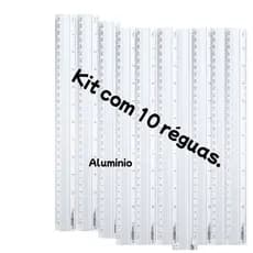 Kit com 10 Réguas de Alumínio 30 cm Precisas e Duráveis para Escola, Escritório e Artesan , Regua com precisão