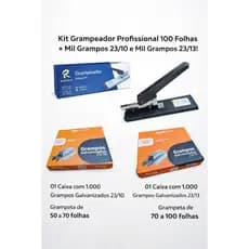 Grampeador Profissional 100 Fls +2000Grampos 23/10 e 23/13