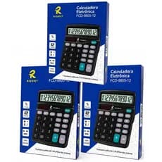 Kit 3 Calculadora 12 Dígitos Profissional Média15x12x4 cm