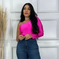 Body Acetinado Feminino Blogueira Moda sem Bojo Tendencia um Ombro Mula Manca