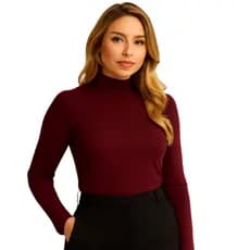 Blusa Feminina Cacharrel Inverno Gola Alta Básica Frio Manga Longa Viscolycra Conforto Luxo