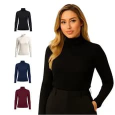 Blusa Feminina Manga Longa Gola Alta Cacharrel Inverno Básica Frio Viscolycra Conforto Luxo