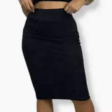 Saia Canelada Veludo Feminina Moda Tendencia Evangelica Look Cintura Alta Midi Joelho Comprida