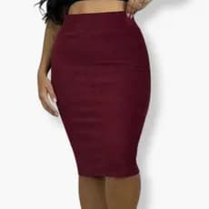 Saia Veludo Feminina Canelada Moda Tendencia Evangelica Look Cintura Alta Midi Joelho Comprida