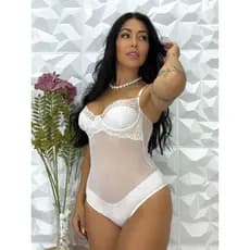 Body Maio Feminino Transparente Renda Tule Sem Bojo Alcinha Confortável Tendência