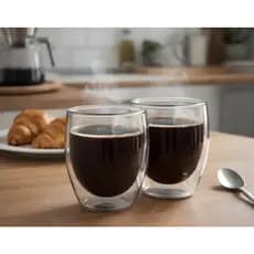 Conjunto 2 Copo Térmico Caneca xícara de Vidro Duplo Anti Calor  Ideal p/ Café, Cappuccino Bebida Quente 250ml