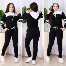 Conjunto Moletom  infanto-juvenil bicolor com capuz Tendência Outono e inverno
