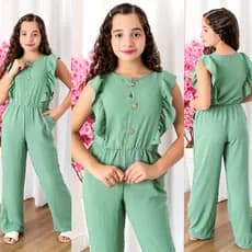 Macacão Longo Pantalona Fashion Com Botões Frontais e Bolsos