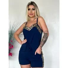 CONJUNTO FEMININO KIT short + blusinha detalhes oncinha ( P ao G3) Malha Crepe