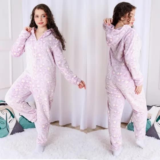 Pijama  infantil de inverno com Capuz –Ultra  Soft Peludinho Super Quentinho