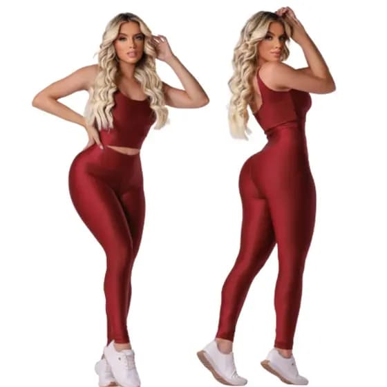 Conjunto Calça Legging e Cropped - Conjunto Fitness Academia feminino (Sem Transparência)