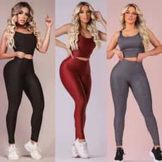 3 CONJUNTOS FITNESS FEMININO LEGGING E TOP - CONJUNTO ACADEMIA SEM TRANSPARÊNCIA