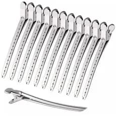 Kit 12 Bico de Pato Presilha de Metal Barbeiro Cabelereiro Profissional