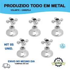 Kit 5 Pçs De Acabamento C33 Para Registro Chuveiro 1/2 ou 3/4 Pol Metal Pressão Gaveta Banheiro (PADRÃO DECA)