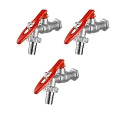 Kit 03 Pçs Torneira Jardim Esfera com Porta Cadeado Metal Parede Externa Garagem - Bico 1/2x3/4 | 1/4 de volta