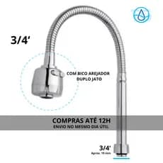 Tubo Gourmet flexível COM Arejador 3/4 para Torneira Reparo Mangueira Cano (MEDIDA DO TUBO 3/4)