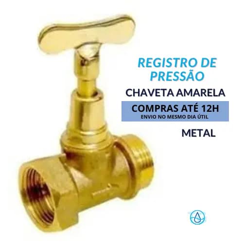Registro De Pressão Para Chuveiro Completo em Metal Padrão Deca 3/4 Base e Cabeçote Chaveta Amarela