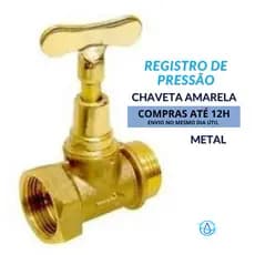 Registro De Pressão Para Chuveiro Completo em Metal Padrão Deca 3/4 Base e Cabeçote Chaveta Amarela