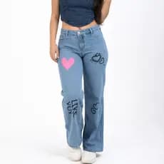 Wide Leg Jeans Estampada Calça Infantil e Juvenil